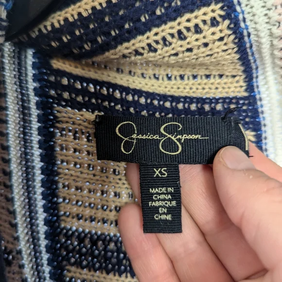 Jessica Simpson Geometric Patterned Open Front Juliane Cardigan - Picture 5 of 7